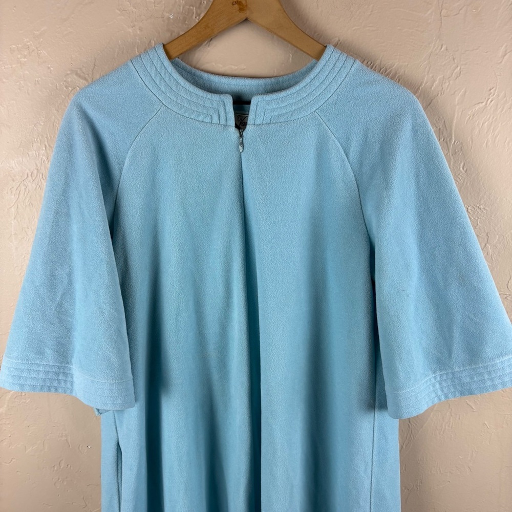 Vintage Vanity Fair Blue Velour Housecoat Robe Half-zip Women’s Size Medium - Picture 2 of 8